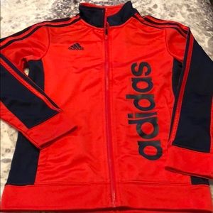 Kids Adidas full zip jacket red/navy like new Med
